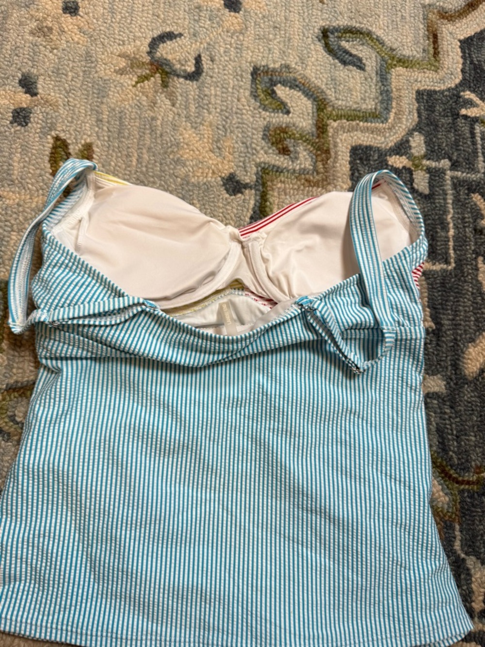 Lands' End Seersucker Women’s Tankini Top Size 8 Colorblock Nautical Underwire - Picture 10 of 10